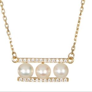 ADORNIA yellow gold plated Pearl and Swarovski pendant Necklace
